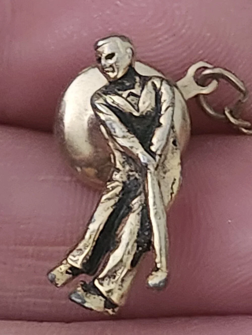 Gold-Tone Golfer Hitting Ball Figure Lapel Pin